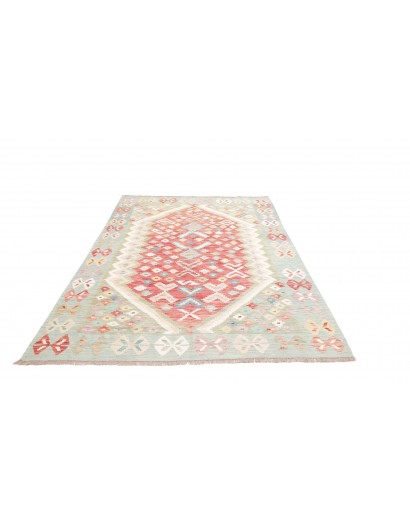 Tappeto Kilim Afghanistan bianco arancione 170x246