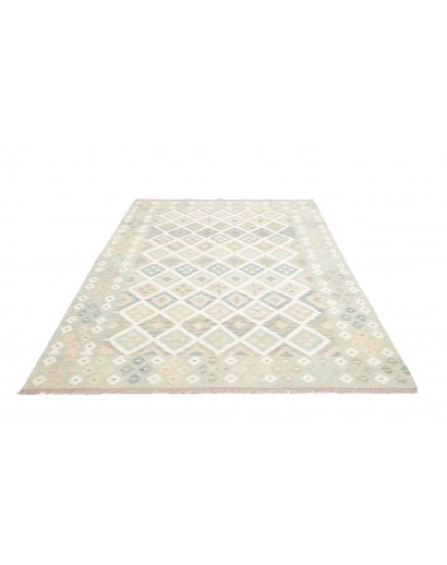 Tappeto Kilim Afghanistan bianco azzurro 174x244
