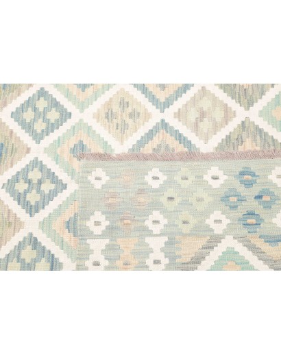 Tappeto Kilim Afghanistan bianco azzurro 174x244