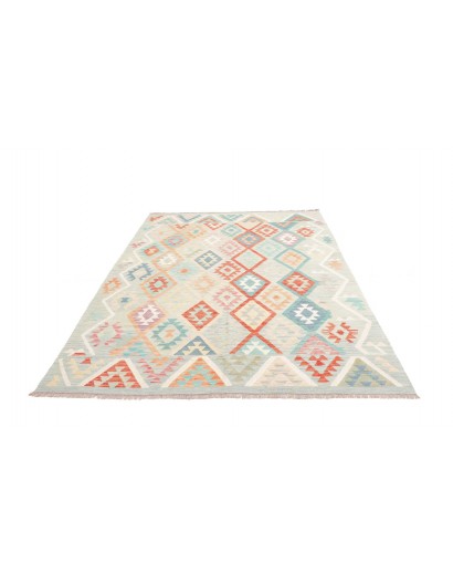 Tappeto Kilim Afghanistan bianco rosso 178x247