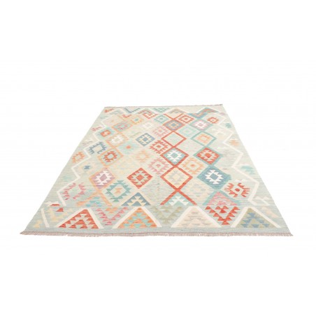 Tappeto Kilim Afghanistan bianco rosso 178x247