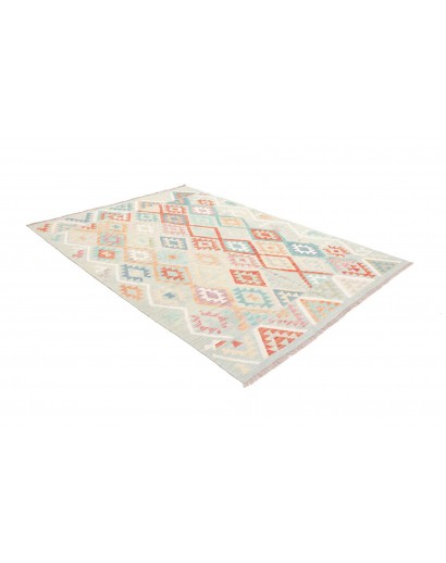 Tappeto Kilim Afghanistan bianco rosso 178x247