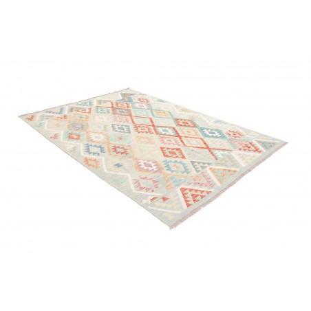 Tappeto Kilim Afghanistan bianco rosso 178x247