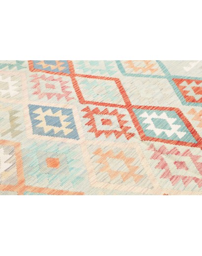 Tappeto Kilim Afghanistan bianco rosso 178x247