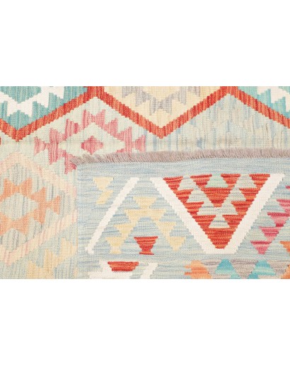Tappeto Kilim Afghanistan bianco rosso 178x247