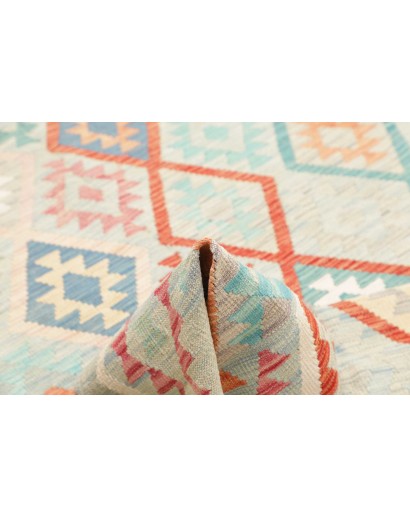 Tappeto Kilim Afghanistan bianco rosso 178x247