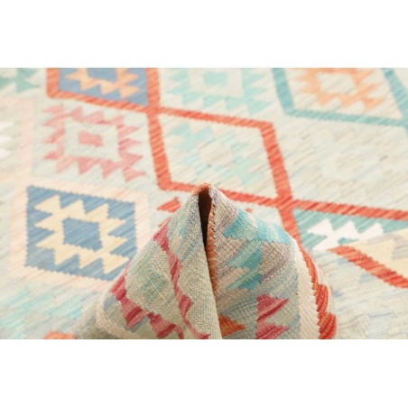 Tappeto Kilim Afghanistan bianco rosso 178x247