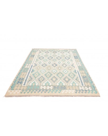 Tappeto Kilim Afghanistan bianco azzurro 167x244