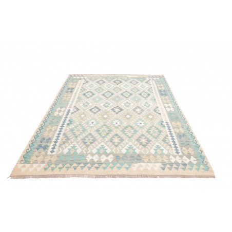 Tappeto Kilim Afghanistan bianco azzurro 167x244