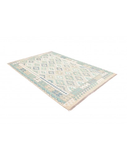 Tappeto Kilim Afghanistan bianco azzurro 167x244