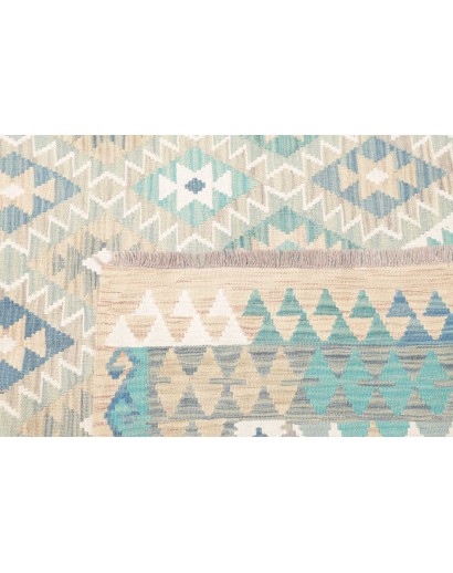 Tappeto Kilim Afghanistan bianco azzurro 167x244