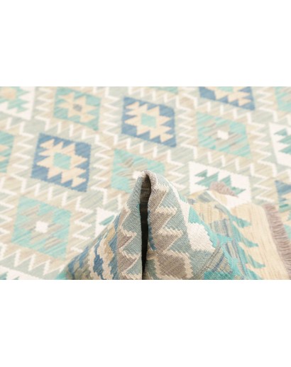 Tappeto Kilim Afghanistan bianco azzurro 167x244