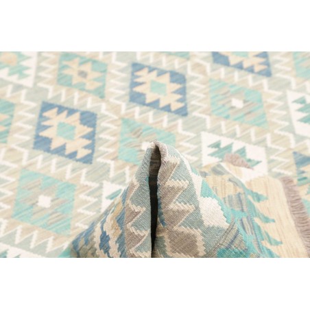 Tappeto Kilim Afghanistan bianco azzurro 167x244