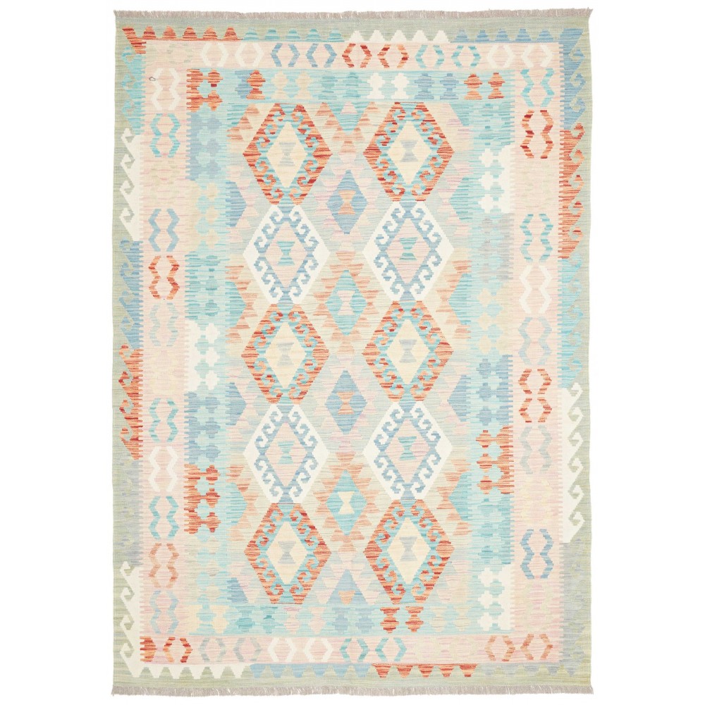 Tappeto Kilim Afghanistan bianco arancione 173x244