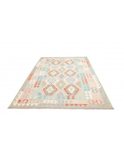 Tappeto Kilim Afghanistan bianco arancione 173x244