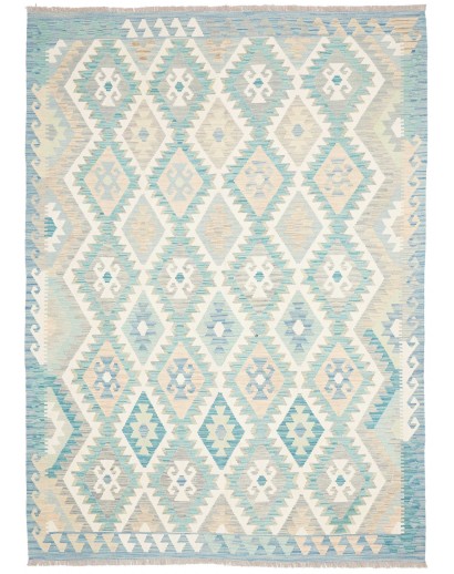 Tappeto Kilim Afghanistan bianco blu 175x242