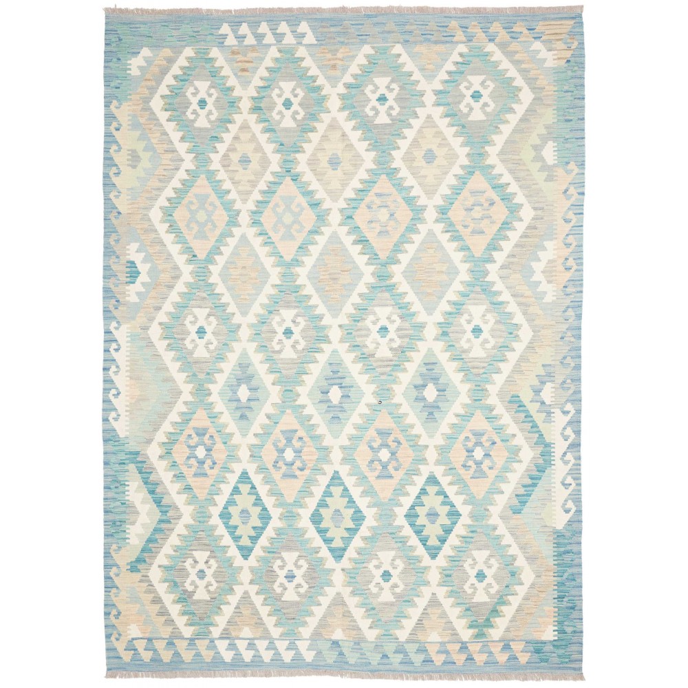 Tappeto Kilim Afghanistan bianco blu 175x242