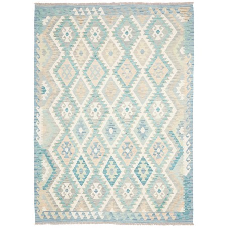 Tappeto Kilim Afghanistan bianco blu 175x242