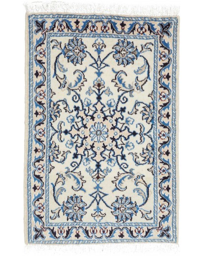 Tappeto Nain Kashmar Persia bianco blu 60x90
