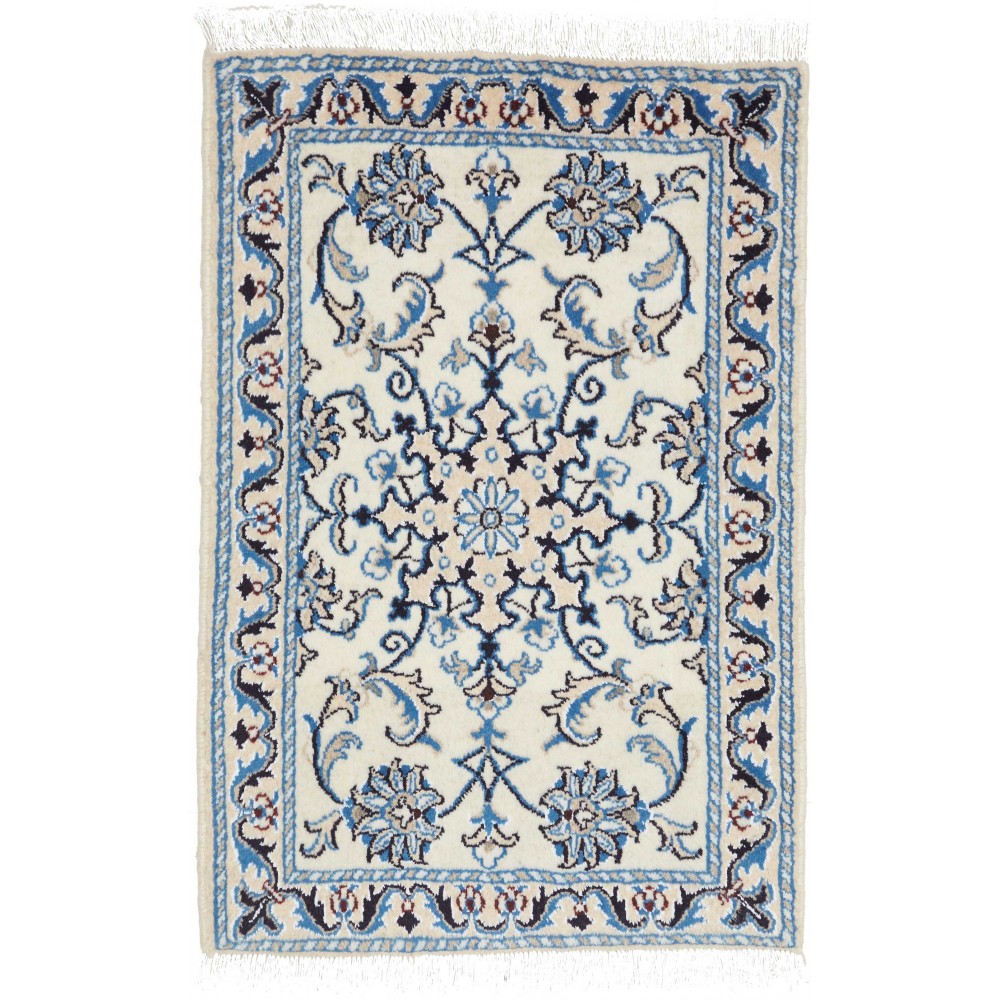 Tappeto Nain Kashmar Persia bianco blu 60x90 Tappeto Nain Kashmar Persia bianco blu 60x90