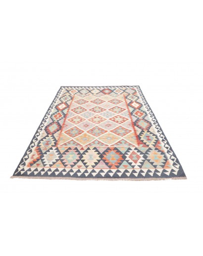 Tappeto Kilim Afghanistan bianco azzurro 160x241