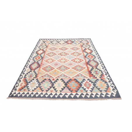 Tappeto Kilim Afghanistan bianco azzurro 160x241