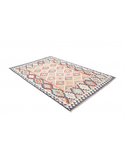 Tappeto Kilim Afghanistan bianco azzurro 160x241