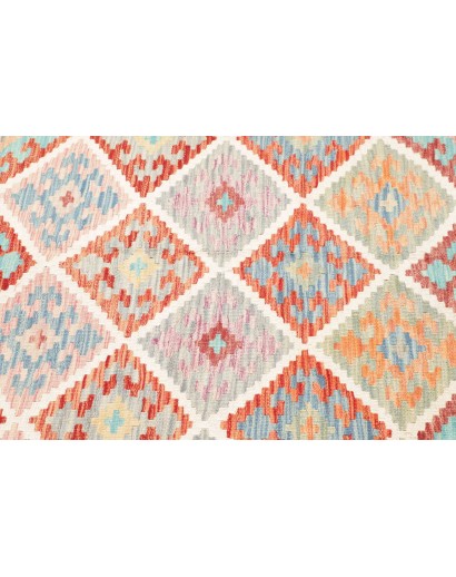 Tappeto Kilim Afghanistan bianco azzurro 160x241
