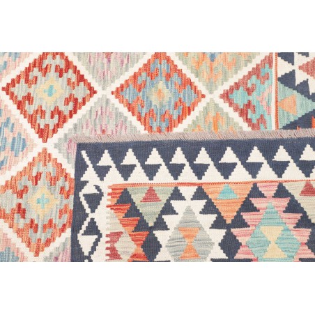 Tappeto Kilim Afghanistan bianco azzurro 160x241