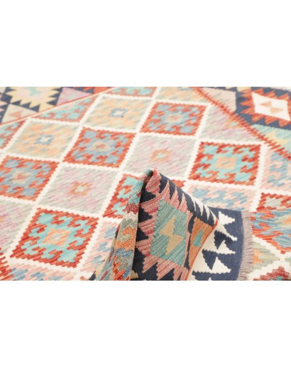 Tappeto Kilim Afghanistan bianco azzurro 160x241