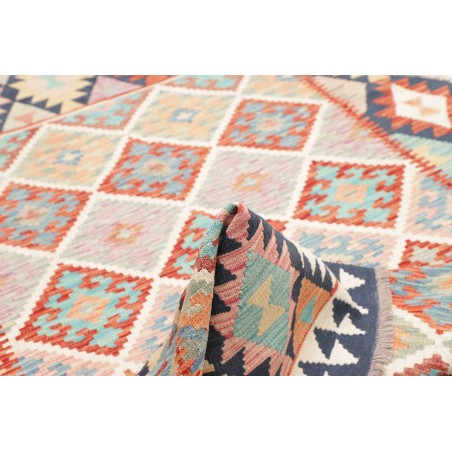 Tappeto Kilim Afghanistan bianco azzurro 160x241
