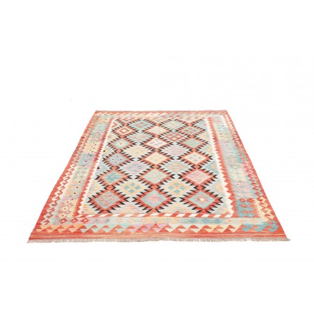 Tappeto Kilim Afghanistan bianco grigio 143x201