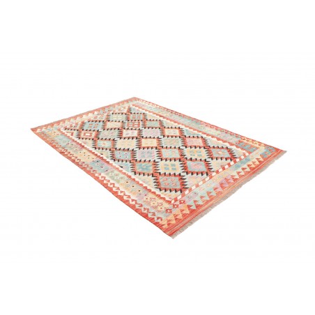 Tappeto Kilim Afghanistan bianco grigio 143x201