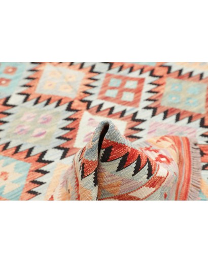 Tappeto Kilim Afghanistan bianco grigio 143x201