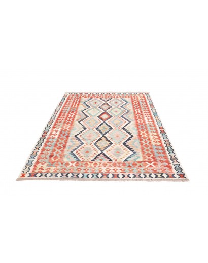 Tappeto Kilim Afghanistan bianco azzurro 153x206