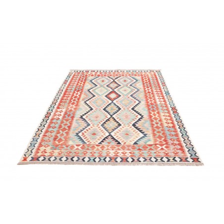 Tappeto Kilim Afghanistan bianco azzurro 153x206