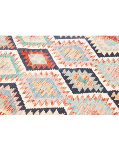 Tappeto Kilim Afghanistan bianco azzurro 153x206