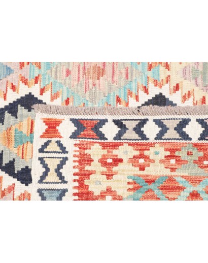 Tappeto Kilim Afghanistan bianco azzurro 153x206