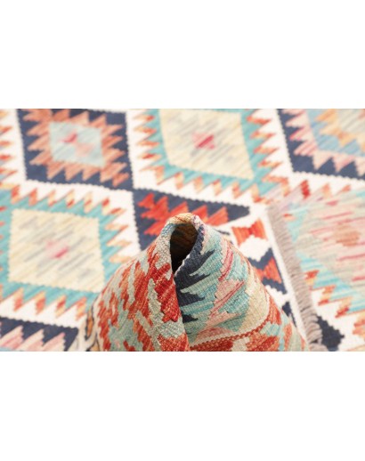 Tappeto Kilim Afghanistan bianco azzurro 153x206