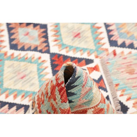 Tappeto Kilim Afghanistan bianco azzurro 153x206