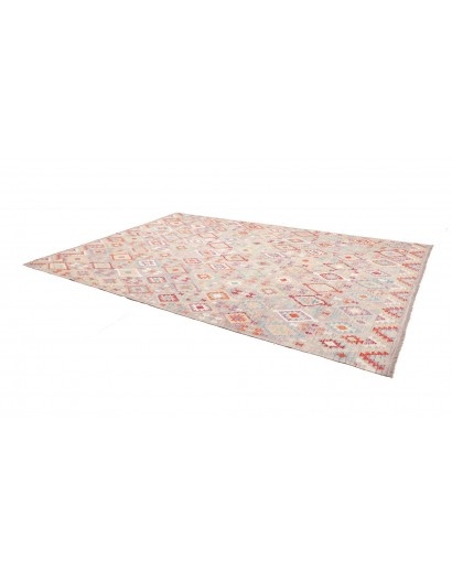 Tappeto Kilim Afghanistan bianco rosso 250x362
