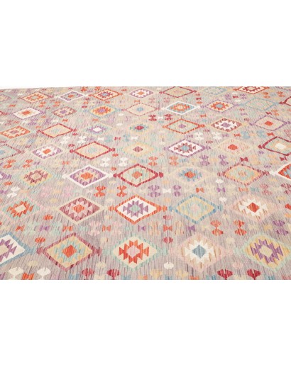 Tappeto Kilim Afghanistan bianco rosso 250x362