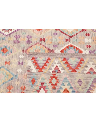 Tappeto Kilim Afghanistan bianco rosso 250x362
