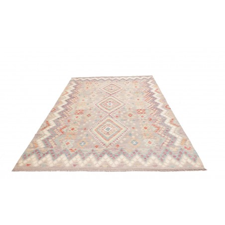 Tappeto Kilim Afghanistan bianco rosso 202x302