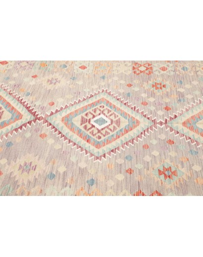 Tappeto Kilim Afghanistan bianco rosso 202x302