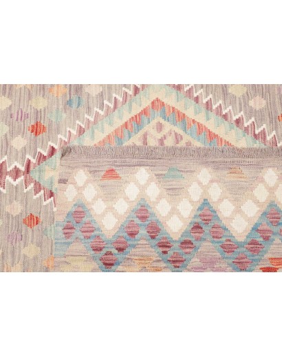 Tappeto Kilim Afghanistan bianco rosso 202x302