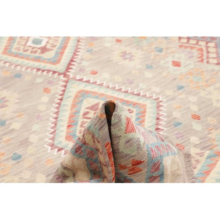 Tappeto Kilim Afghanistan bianco rosso 202x302