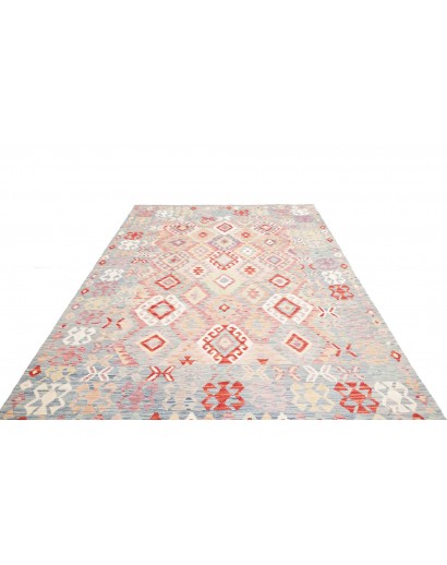 Tappeto Kilim Afghanistan bianco rosso 202x304