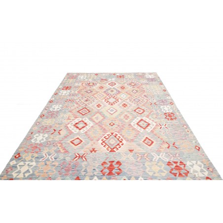 Tappeto Kilim Afghanistan bianco rosso 202x304