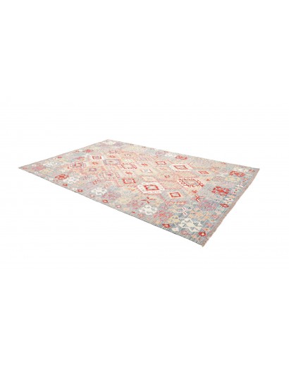 Tappeto Kilim Afghanistan bianco rosso 202x304